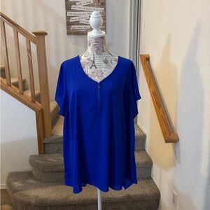 Torrid Blue Flutter Sleeve Blouse Relaxed Fit